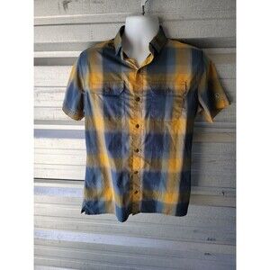 Kuhl Response Shirt Mens SM Blue Gold Plaid Short Sleeve Camp Hike Fish Outdoor